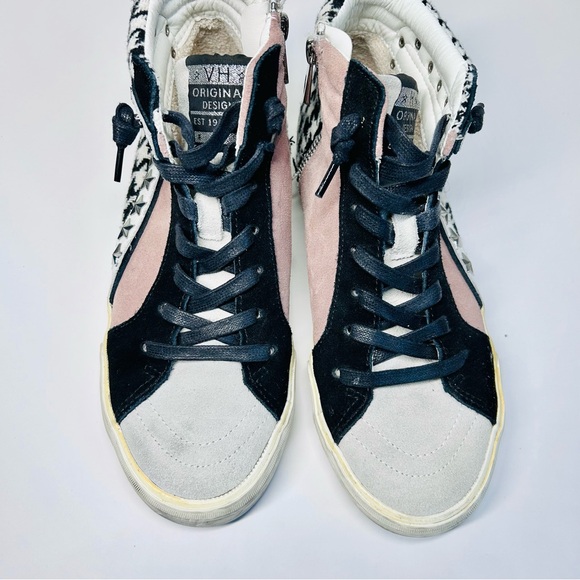 Vintage Havana Suede Gingham Multi Distressed Star Hightop Sneakers - Picture 3 of 7